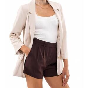 NEW THE WORKSHOP STUDIO karla folded 3/4 sleeve open blazer in oatmeal